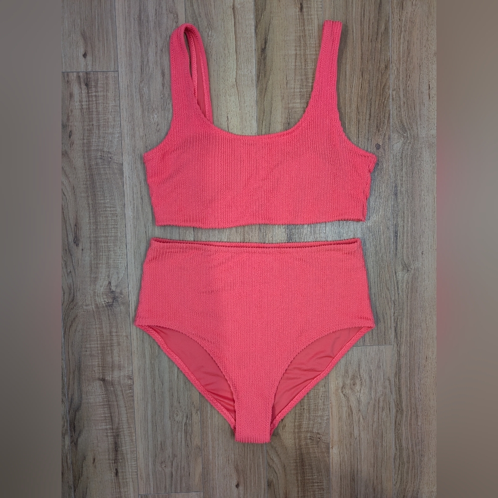 Old Navy Pink Textured Bikini Set